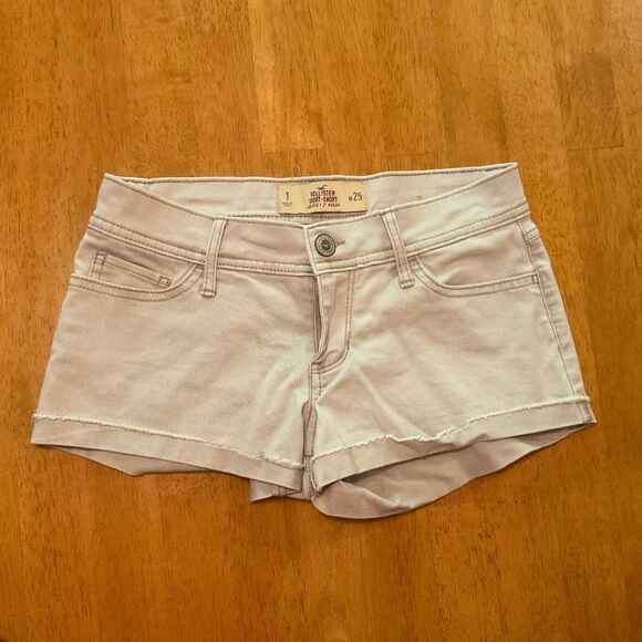 Hollister Pants - Hollister low rise light beige denim cutoff shorts size 1/W25